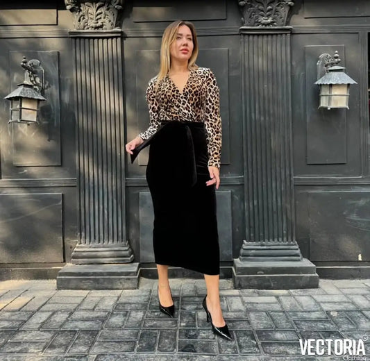 Tiger Print & Black Dress