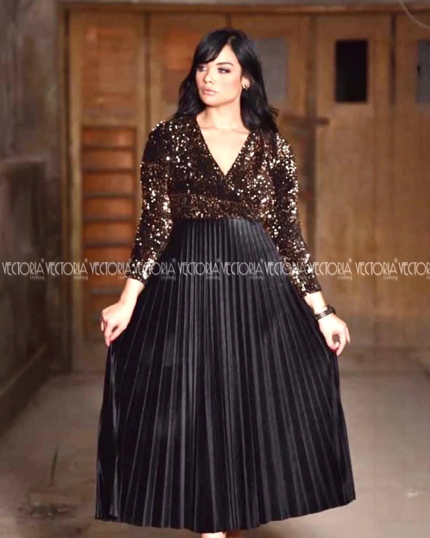  Bronze Metallic Soiree Dress