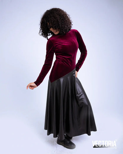 Velvet with leather material 8095