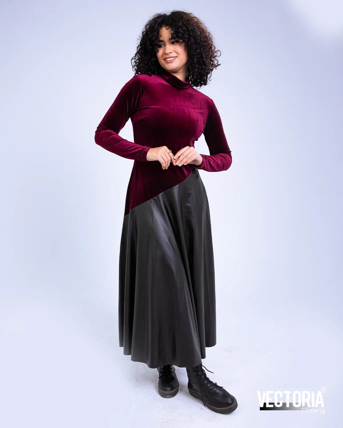 Velvet with leather material 8095