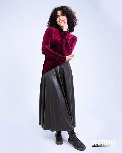 Velvet with leather material 8095