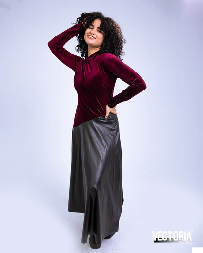 Velvet with leather material 8095